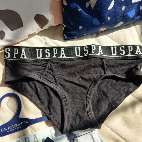 USPA Women's 3-pk briefs, large: Blk, gry, mint - Picture 2 of 4